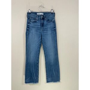 Ayr Jeans‎ Womens Size 27 Blue The Bomb Pop Frayed Raw Hem Cropped Stretch Denim
